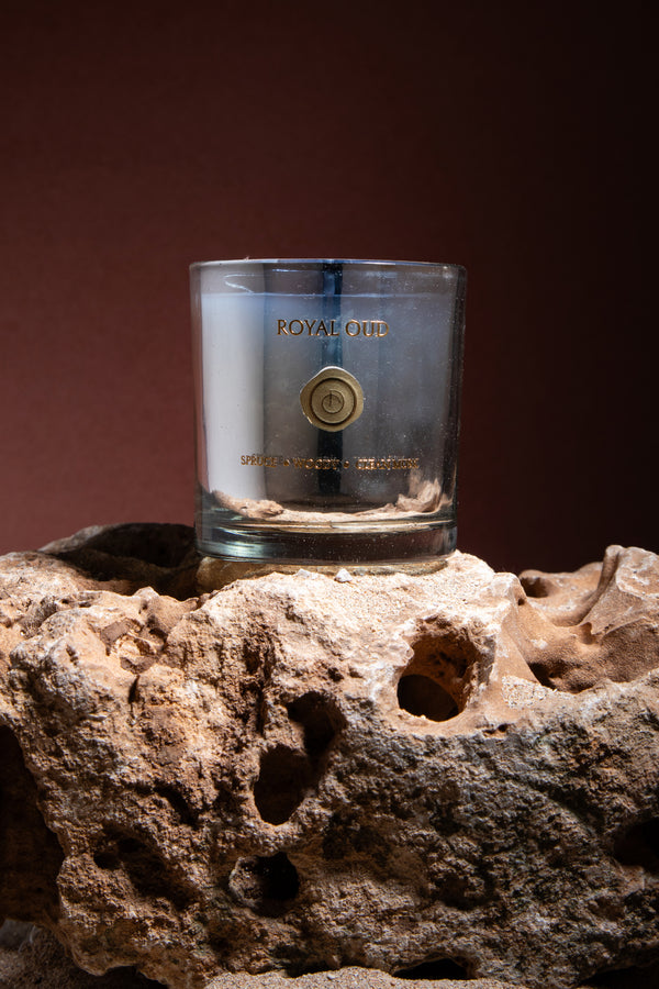 Royal Oud Jar | Metallic Silver | Scented Candle | Fir Balsam, Woody, Clean Musk