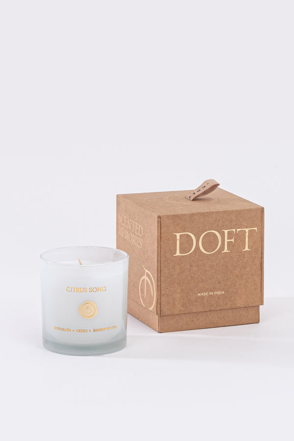 Citrus Song Jar | White | Scented Candle | Fresh Citrus, Neroli, Earthy Woods