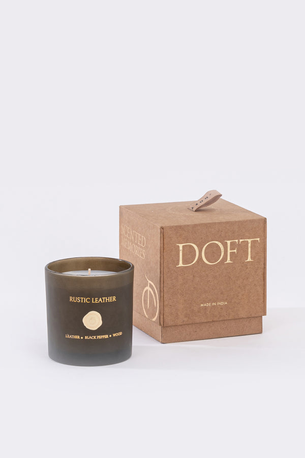Rustic Leather Jar | Matt Olive | Scented Candle | Leather, Black Pepper, Wood