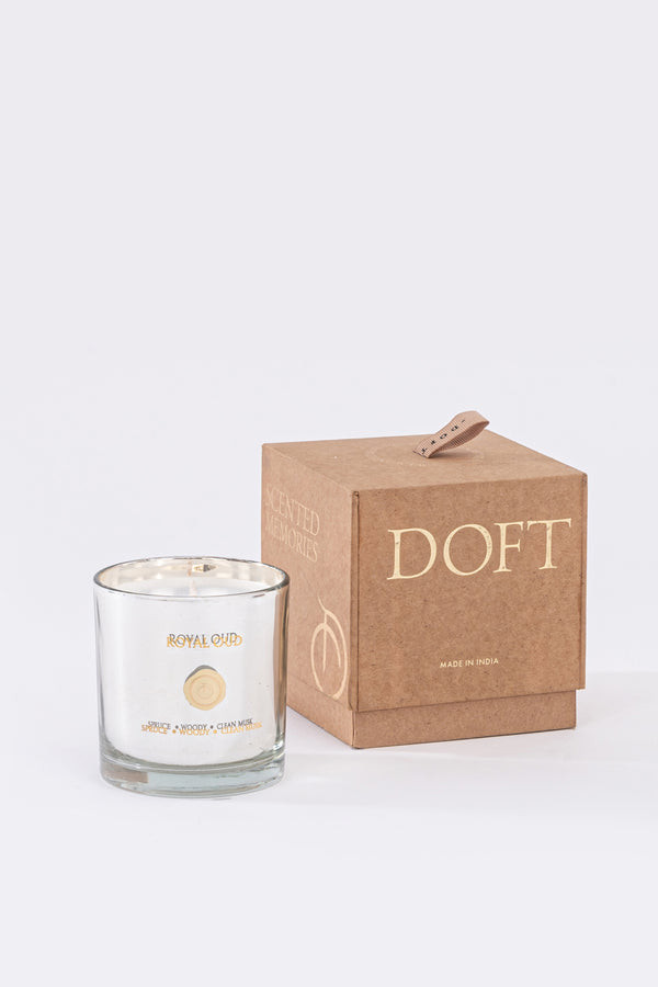 Royal Oud Jar | Metallic Silver | Scented Candle | Fir Balsam, Woody, Clean Musk