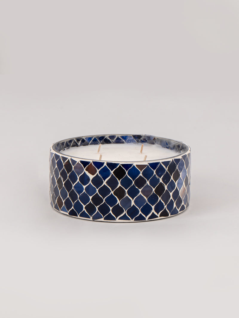 Blue Mosaic Cylinder | Scented Candle