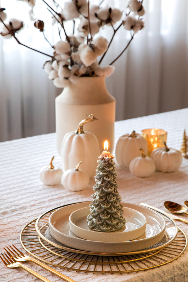 Wax Christmas Tree Candle | Silver | Winter Pine