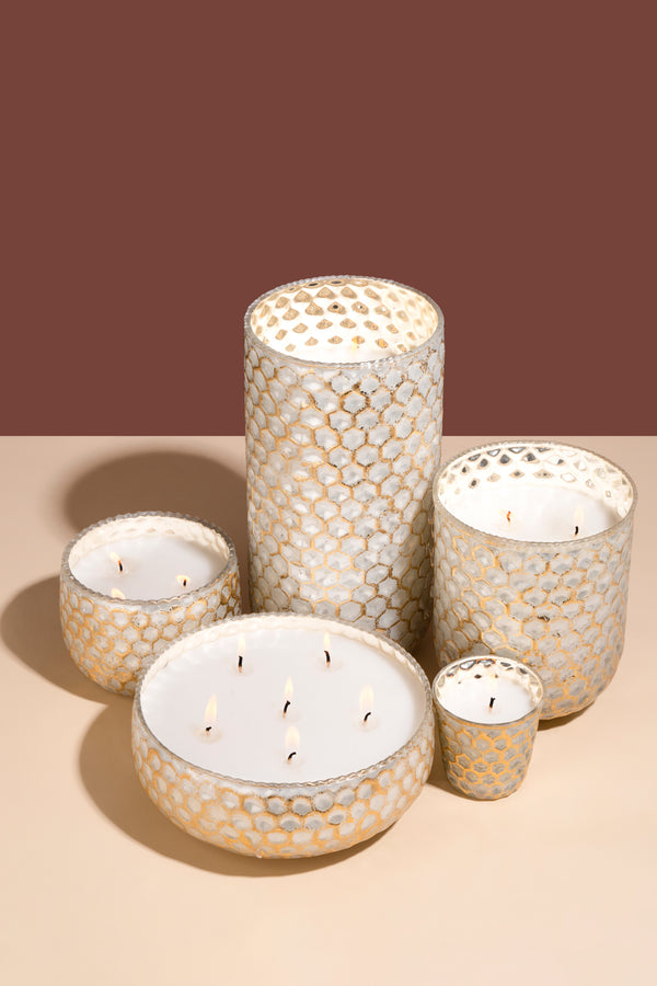 Glint Collection | White Gold Decor | Scented Candles | Set of 4