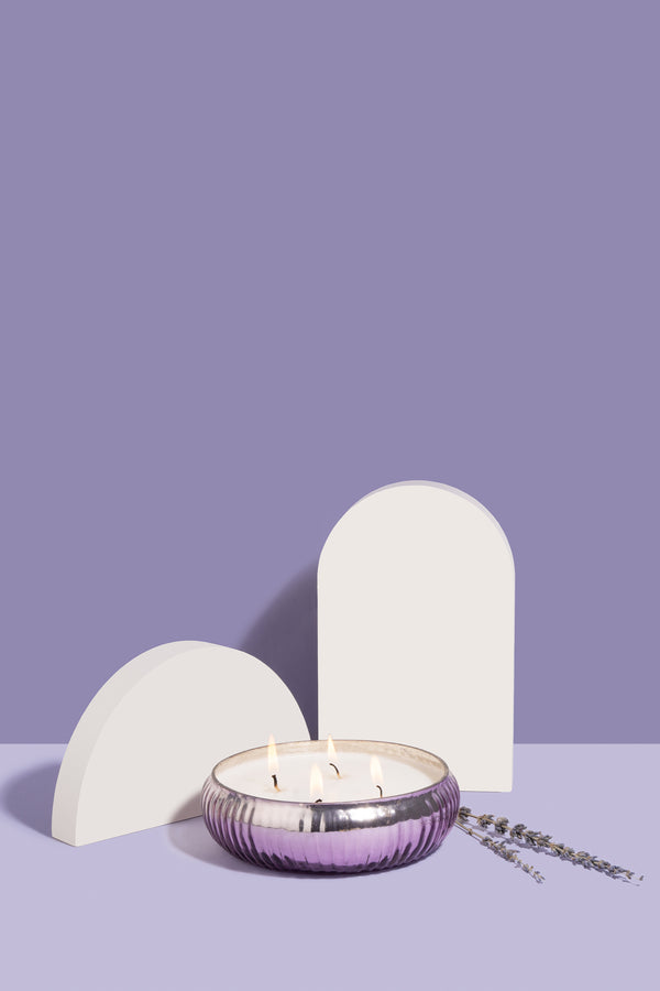 Mercury Glass Tray | Lavender Breeze | Scented Candle