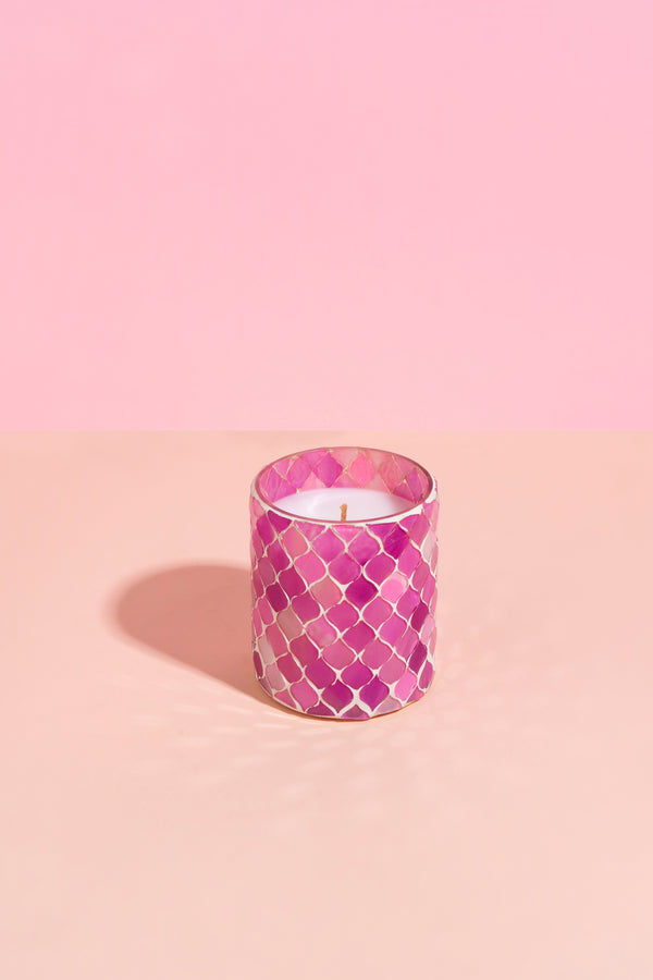 Pink Mosaic Cylinder | Scented Candle